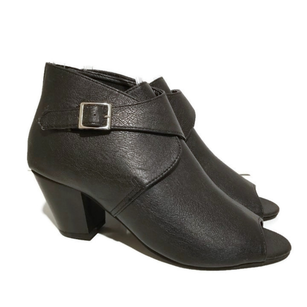 Epicstep Black Peep Toe Ankle Boot Size 8